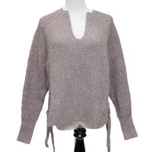 Anthropologie John + Jenn Oversized Lavender Side Tie Sweater Size Small